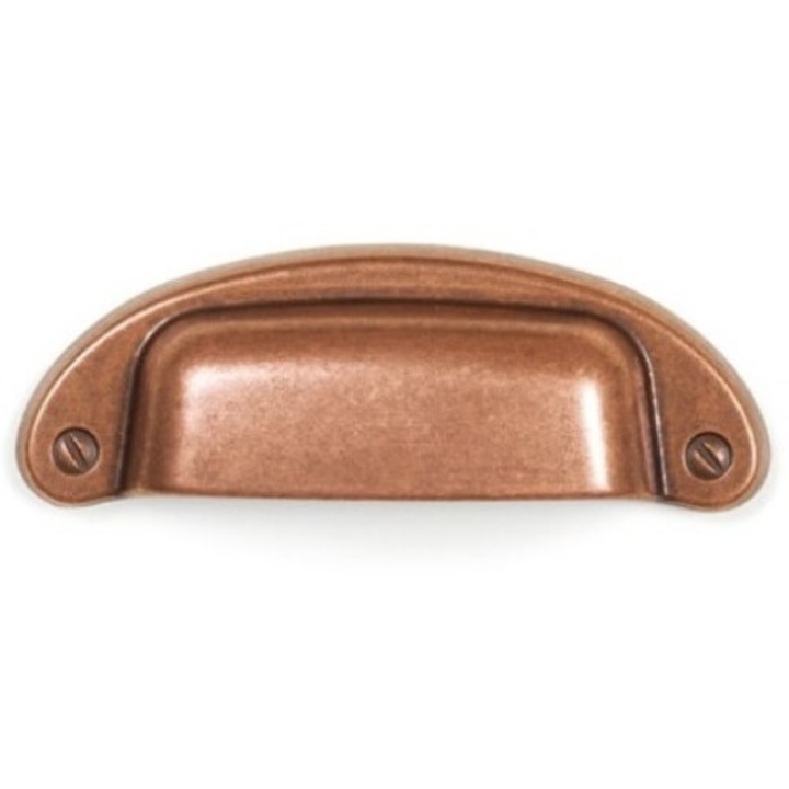 Maner vintage pentru mobilier Petra, finisaj cupru, L= 97 mm