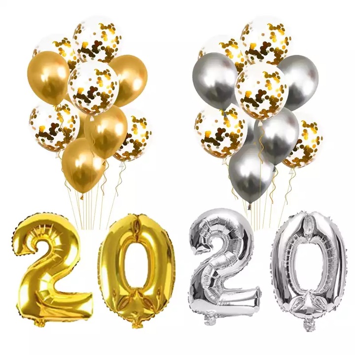 24 db-os lufi készlet, 2020-as újév, ezüst/arany