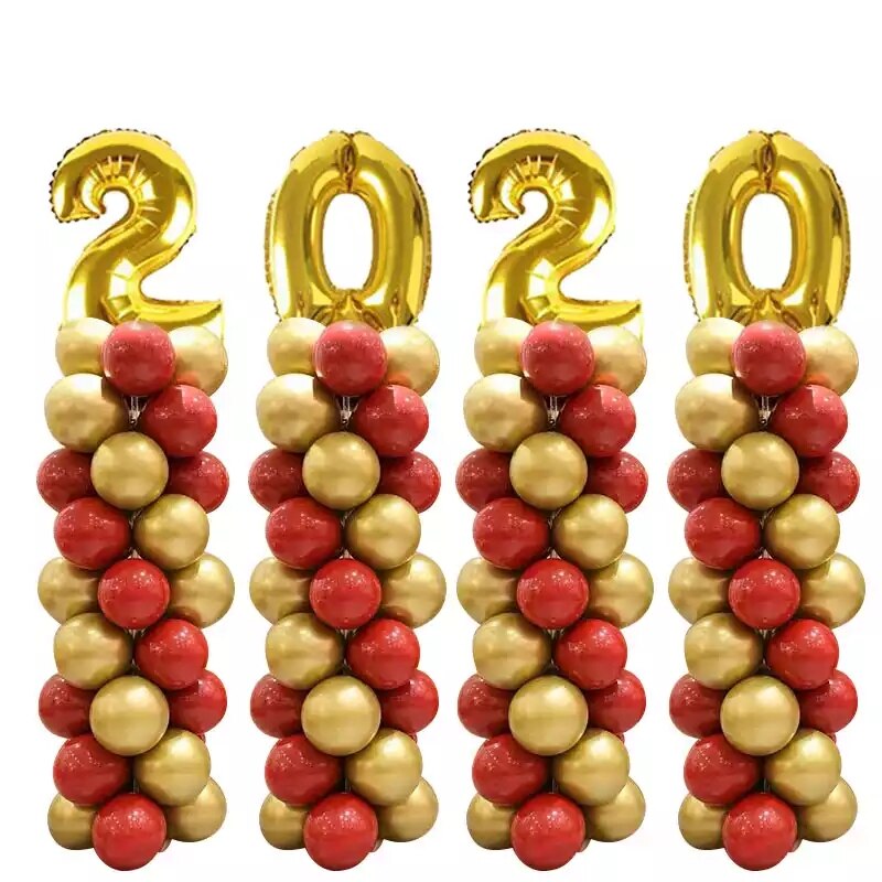 Set Revelion 2020, 208 bucati, Auriu/Rosu