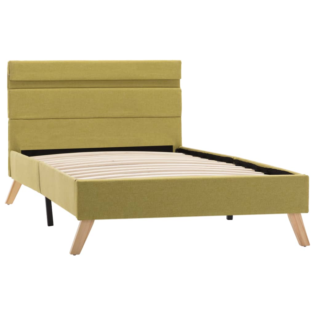 Pat dublu cu LED, vidaXL, Textil, 90 x 200 cm, Verde
