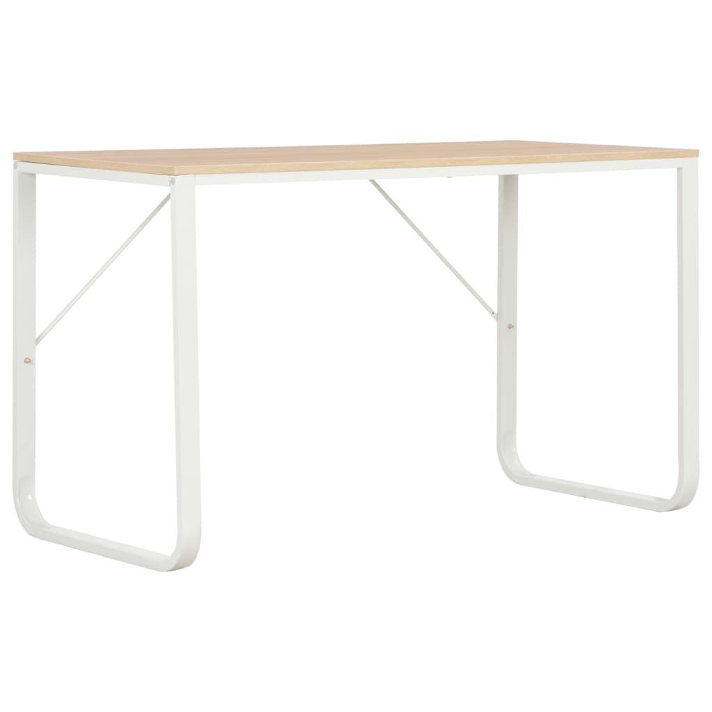 Birou de calculator, vidaXL, Alb/Maro, Pal si metal, 120 x 60 x 73 cm