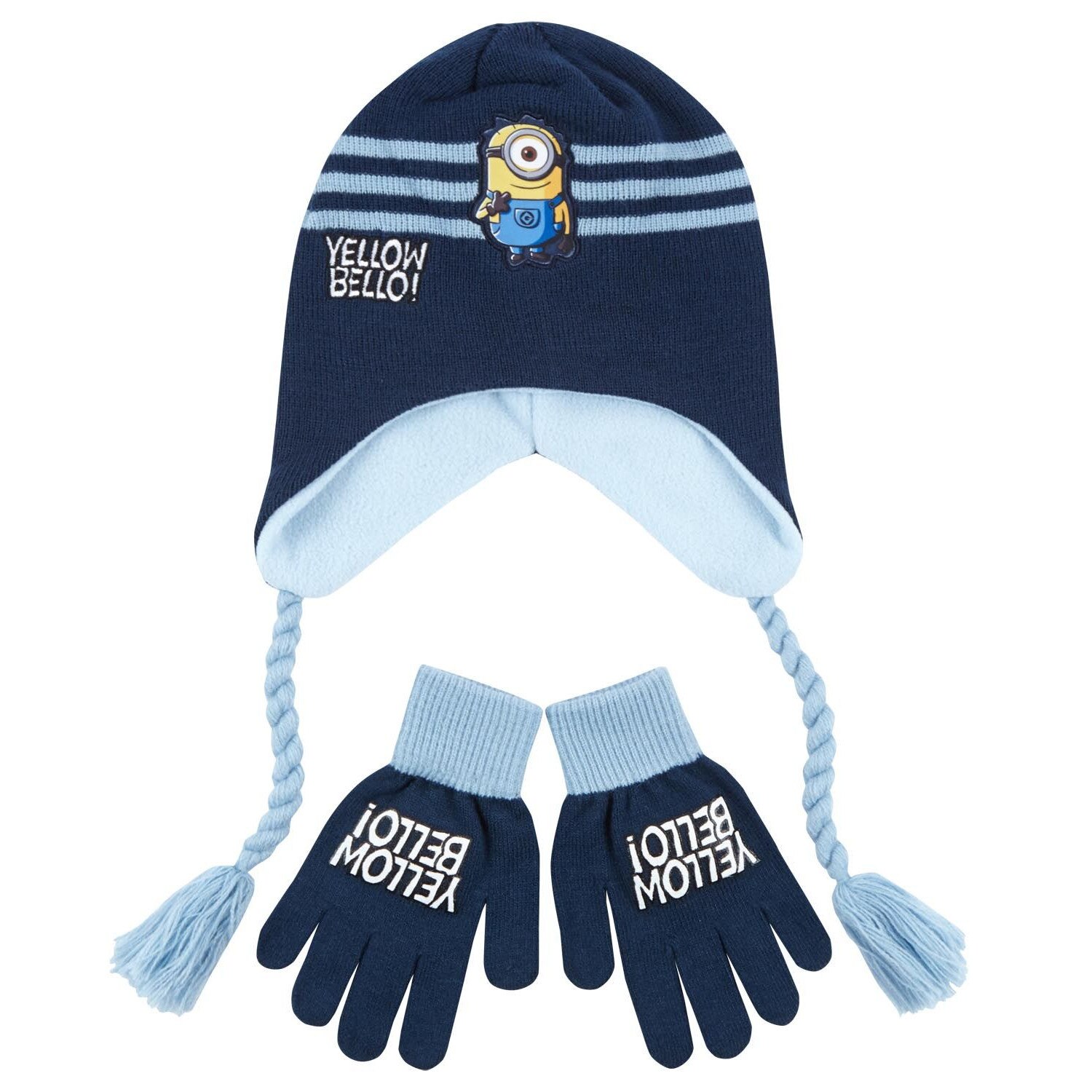 Set caciula cu manusi Minions denim, 52 cm