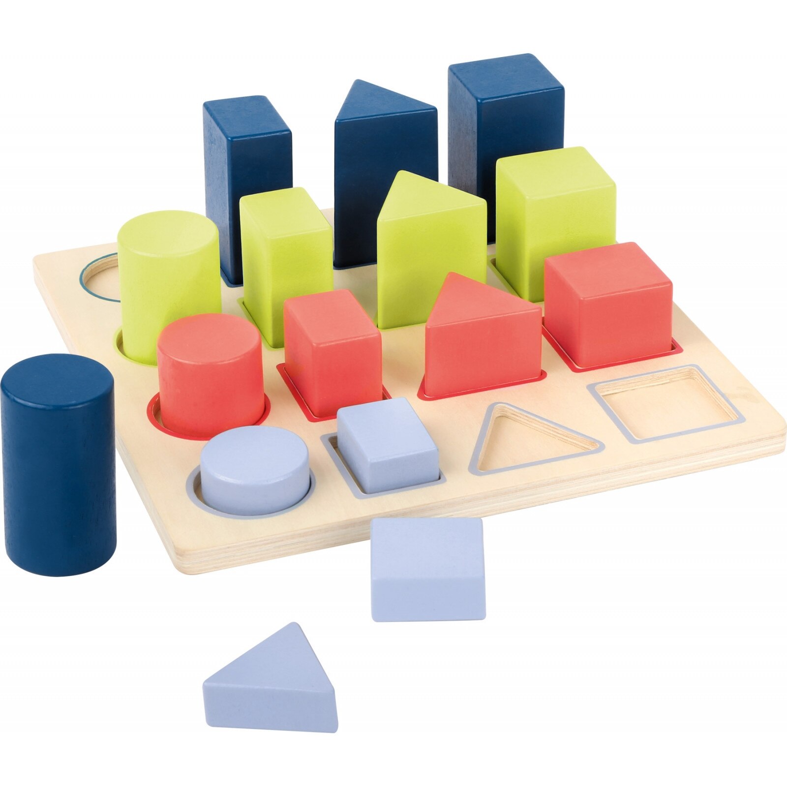 Puzzle educativ 3D Forme si culori, din lemn, Montessori