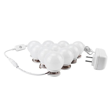 Set 10 becuri LED albe pentru oglinda de machiaj stil Hollywood, ALITA, Albe, Intensitate reglabila Set 10 becuri LED albe pentru oglinda de machiaj stil Hollywood, ALITA, Albe, Intensitate reglabila