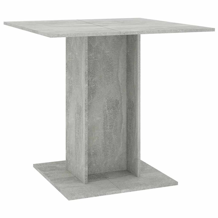 Трапезна маса vidaXL, бетонно сива, 80x80x75 см, инженерно дърво, 16.35 kg