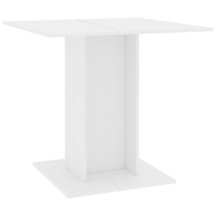 Трапезна маса vidaXL, бяла, 80x80x75 см, инженерно дърво, 16.35 kg