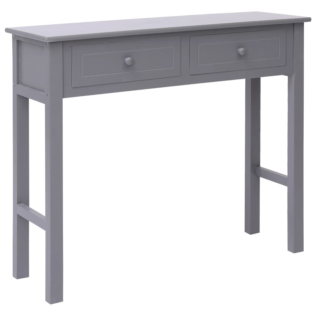 Masa consola, vidaXL, Lemn paulownia/MDF, 90 x 30 x 77 cm, Gri