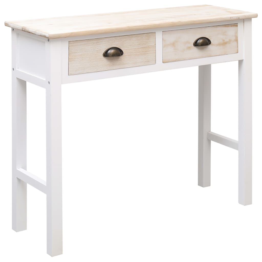 Masa consola, vidaXL, Lemn plop, 90 x 30 x 77 cm, Maro