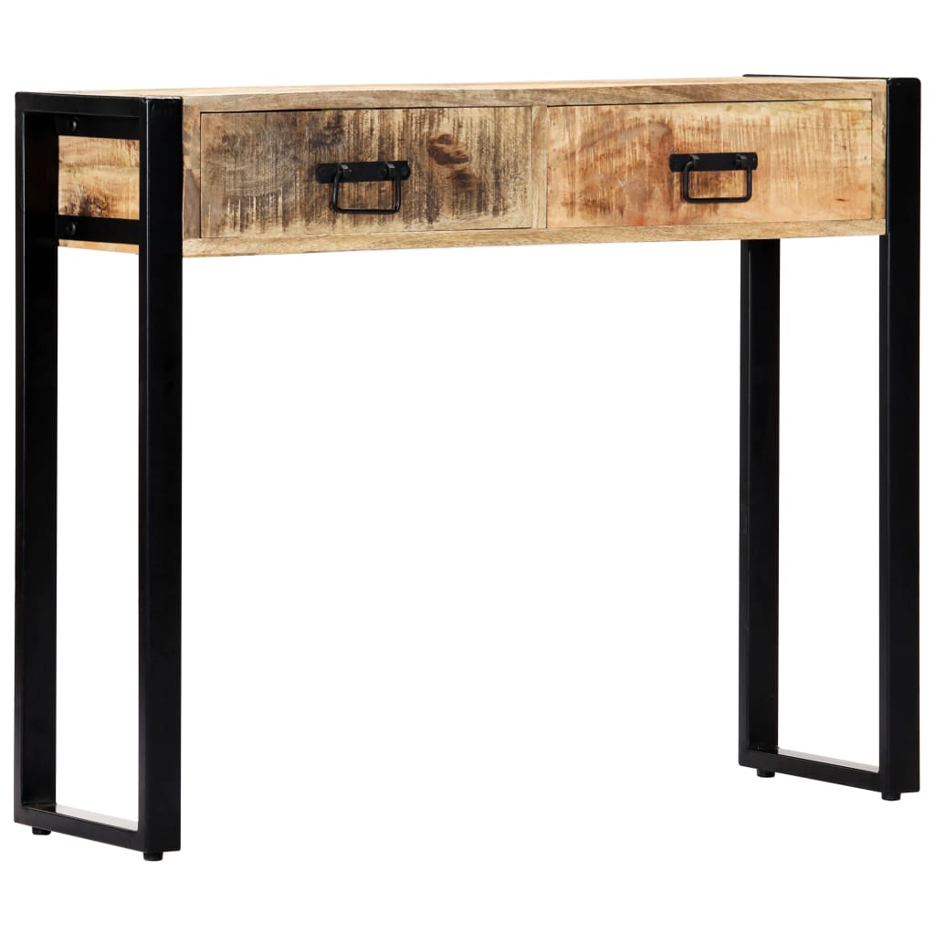 Masa consola, vidaXL, Lemn mango/Otel, 90 x 30 x 75 cm, Maro