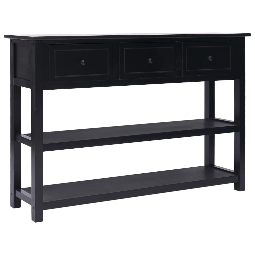 Comoda, vidaXL, 115 x 30 x 76 cm, Negru, Lemn de paulownia