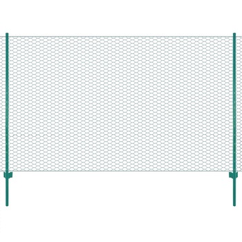 Gard de plasa din sarma cu stalpi vidaXL,Otel, 25 x 2 m, Verde Gard de plasa din sarma cu stalpi vidaXL,Otel, 25 x 2 m, Verde