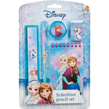 Set 5 piese desenat, rigla, creion, carnetel, ascutitoare, Frozen, Disney Set 5 piese desenat, rigla, creion, carnetel, ascutitoare, Frozen, Disney