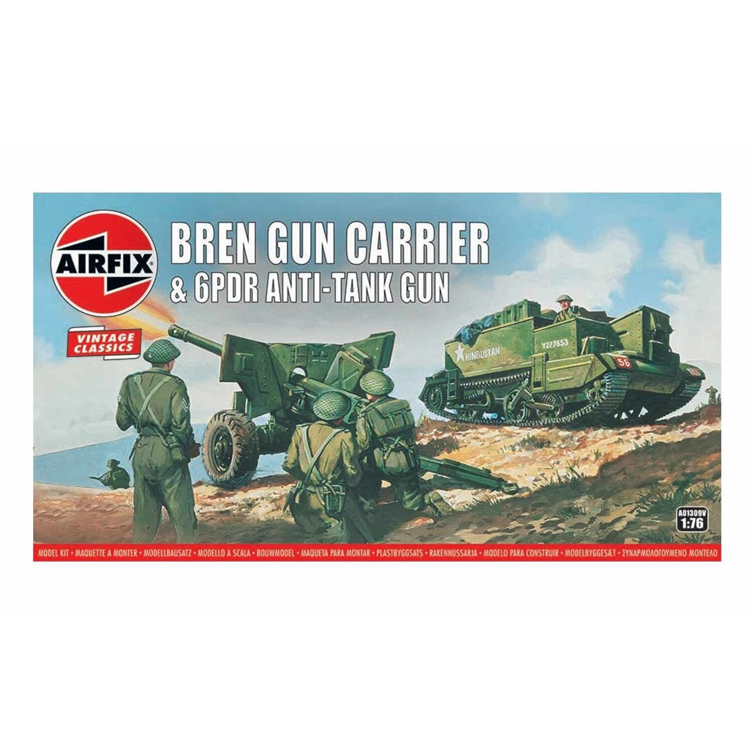 Kit constructie Airfix Vintage Classics - Bren Gun Carrier & 6pdr Anti-Tank Gun 1:76