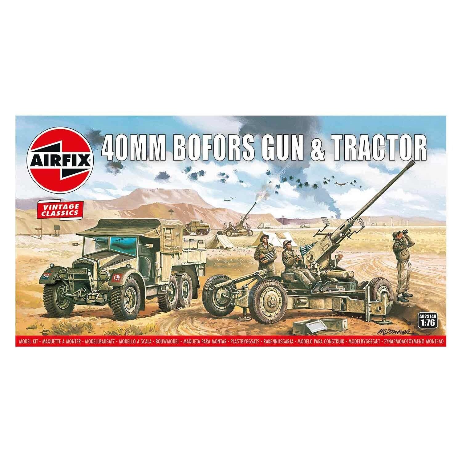 Kit cosntructie Airfix Vintage Classics - Bofors 40mm Gun & Tractor 1:76