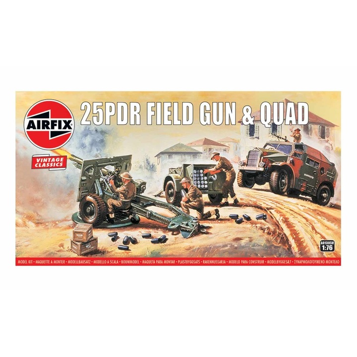 Airfix Vintage Classics építőkészlet - 25pdr Field Gun & Quad 1:76