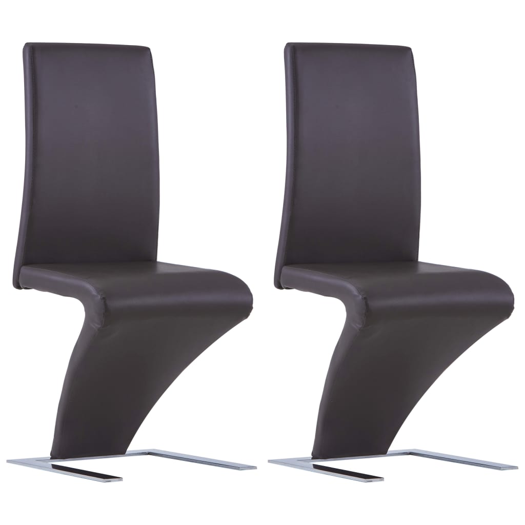 Set de 2 scaune de bucatarie, in zigzag, vidaXL, Maro inchis, 44 x 58 x 99 cm