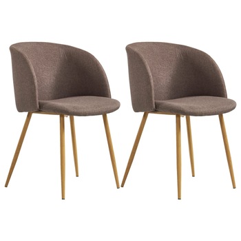 Set de 2 scaune bucatarie / living, vidaXL, Maro, Textil, 55 x 64,5 x 78,5 cm