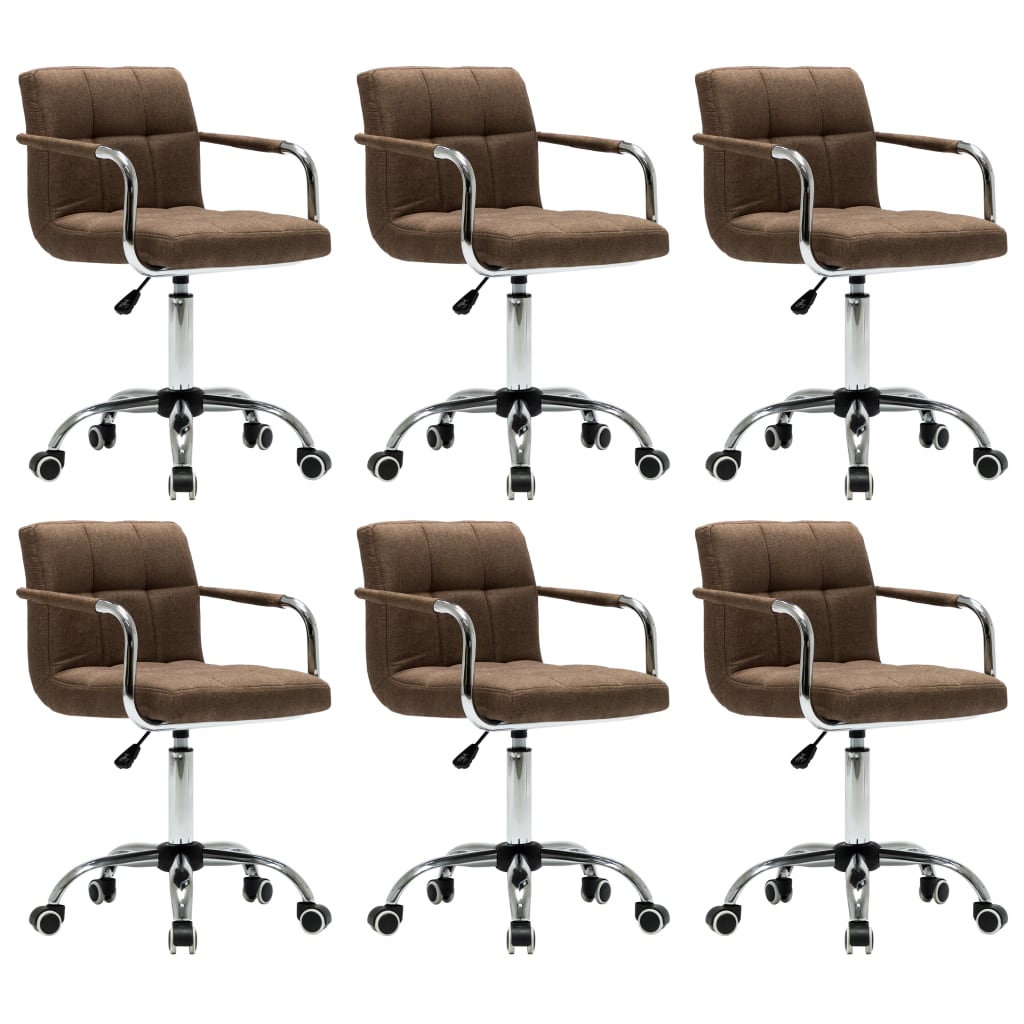 Set de 6 scaune de birou/living, pivotante, vidaXL, Crem, 52 x 48 x (78 - 93) cm