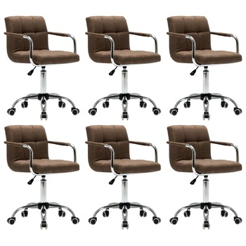 Set de 6 scaune de birou/living, pivotante, vidaXL, Crem, 52 x 48 x (78 - 93) cm