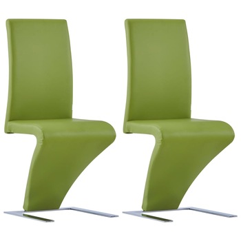 Set de 2 scaune de bucatarie in zigzag, vidaXL, Piele artificiala, 44 x 58 x 99 cm Verde Set de 2 scaune de bucatarie in zigzag, vidaXL, Piele artificiala, 44 x 58 x 99 cm Verde