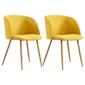 Set de 2 scaune bucatarie / living, vidaXL, Galben, Textil, 55 x 64,5 x 78,5 cm