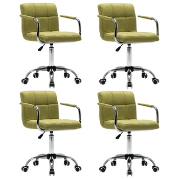 Set de 4 scaune de birou/living, pivotante, vidaXL, Verde, 52 x 48 x (78 - 93) cm Set de 4 scaune de birou/living, pivotante, vidaXL, Verde, 52 x 48 x (78 - 93) cm