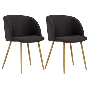 Set de 2 scaune bucatarie / living, vidaXL, Negru, Textil, 55 x 64,5 x 78,5 cm