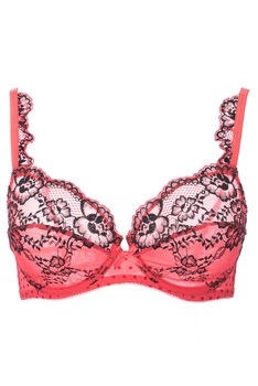Sutien de colectie fara burete, din dantela, triplu voal si catifea, Intimamoda Emerald 6660, Negru/Rosu Sutien de colectie fara burete, din dantela, triplu voal si catifea, Intimamoda Emerald 6660, Negru/Rosu