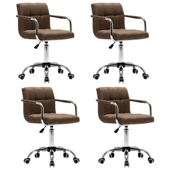 Set de 4 scaune de birou/living, pivotante, vidaXL, Maro inchis, 52 x 48 x (78 - 93) cm