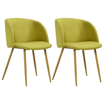 Set de 2 scaune bucatarie / living, vidaXL, Verde, Textil, 55 x 64,5 x 78,5 cm