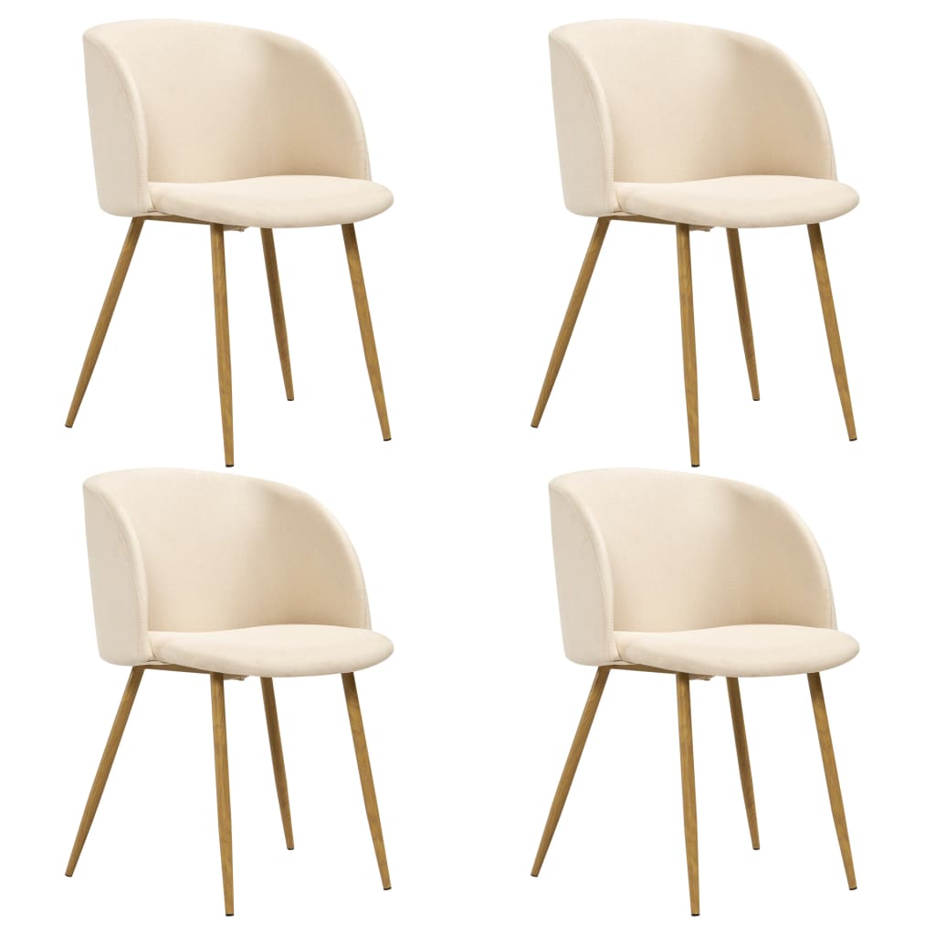 Set 4 scaune de bucatarie vidaXL, Tesatura, 55 x 64,5 x 78,5 cm Crem