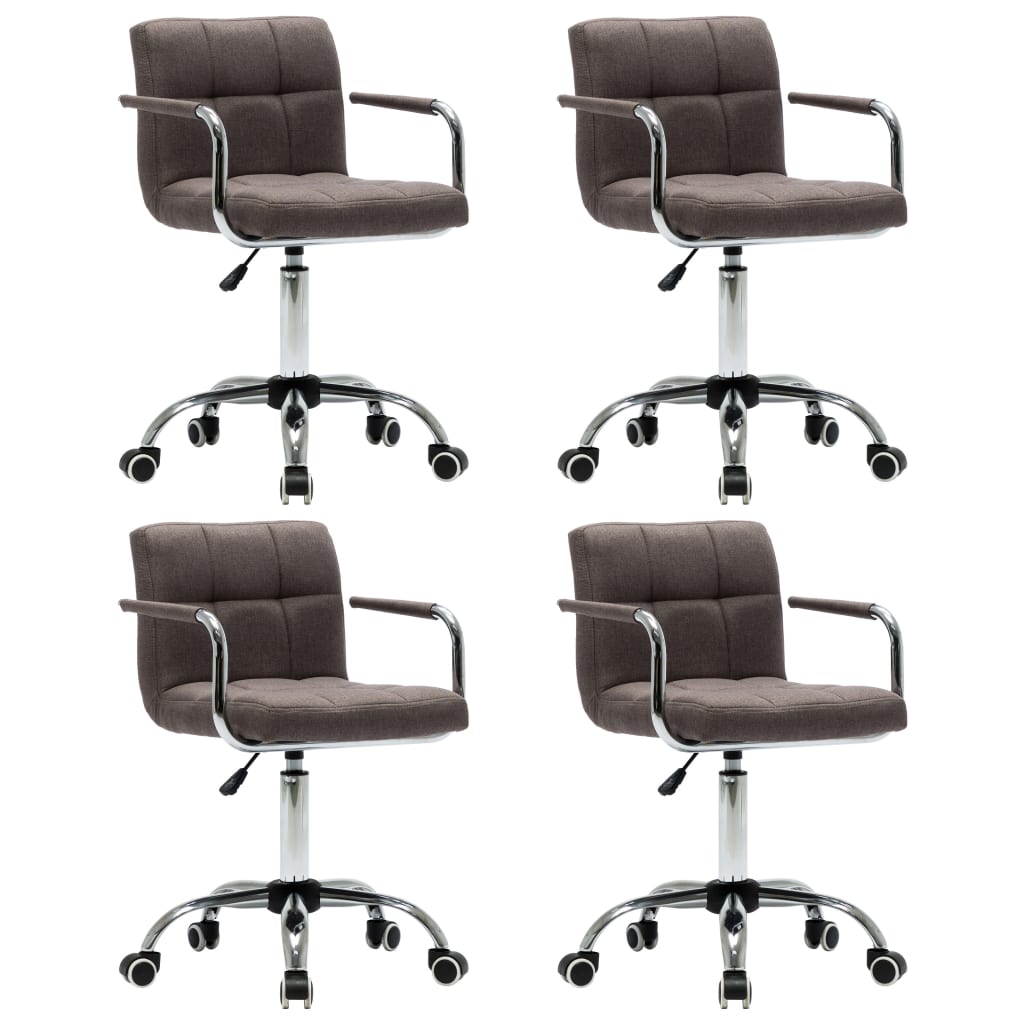Set de 4 scaune de birou/living, pivotante, vidaXL, Maro, 52 x 48 x (78 - 93) cm