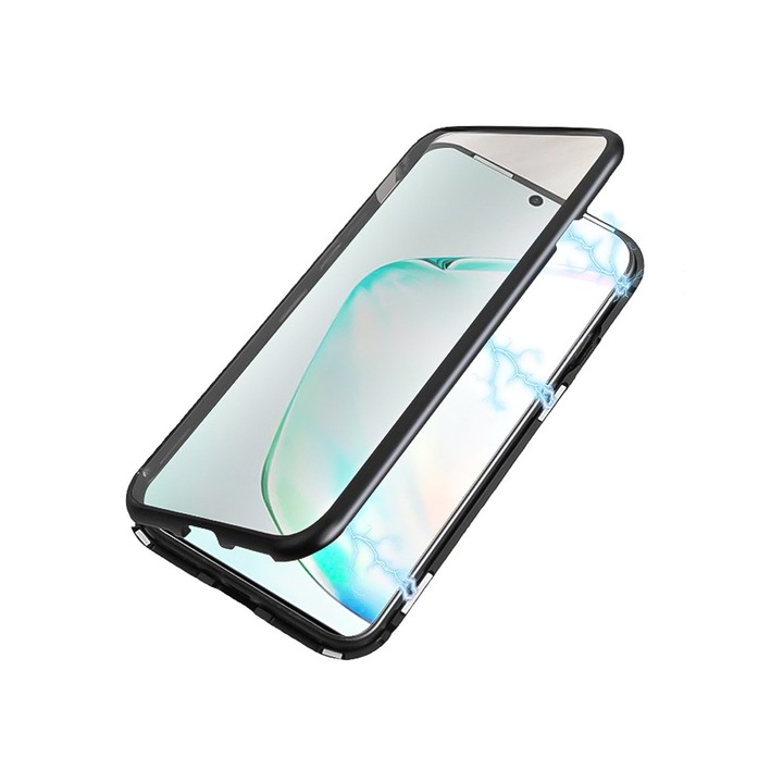 360 Алуминиев магнитен бъмпер Case за Samsung Galaxy Note 10Plus , Черен