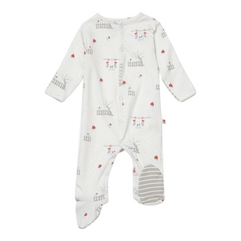 Salopeta “decor de iarna”, bumbac organic, multicolor, bebe Salopeta “decor de iarna”, bumbac organic, multicolor, bebe