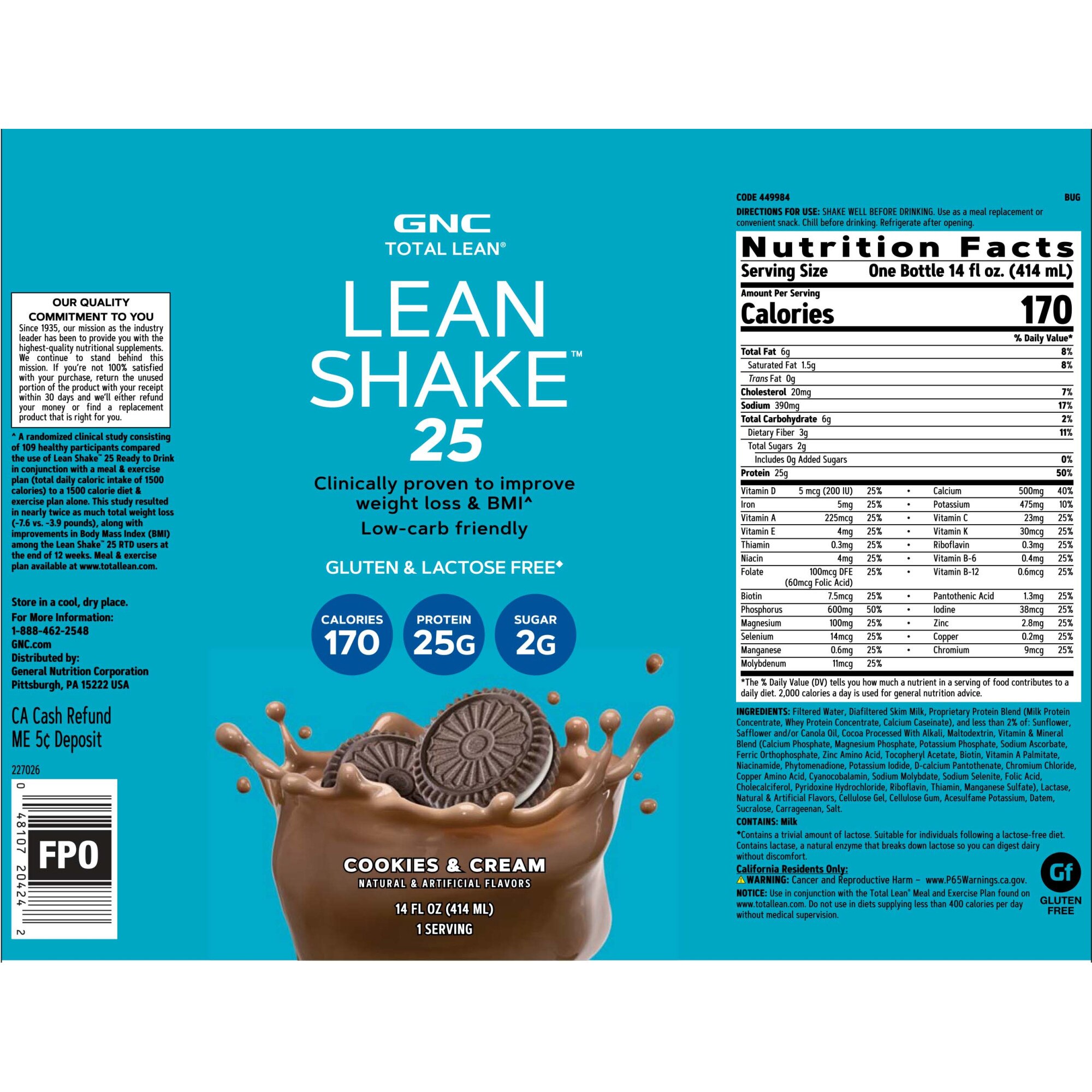 Gnc lean shake 25 rezultate pierdere în greutate