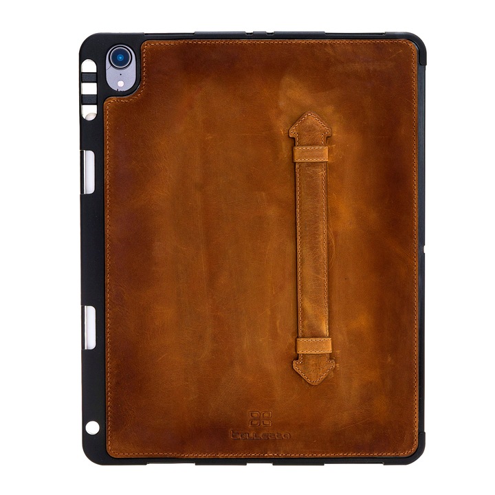 Husa piele naturala premium, protectie superioara, back cover, suport pencil integrat, iPad Pro 12.9 (2018) - Bouletta Felix, Antique tan
