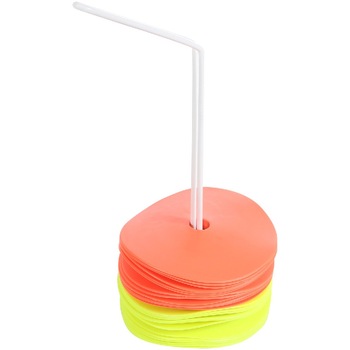 Set 24 bucati discuri pentru delimitare/marcare, cu suport transport, Portocaliu/Galben Set 24 bucati discuri pentru delimitare/marcare, cu suport transport, Portocaliu/Galben