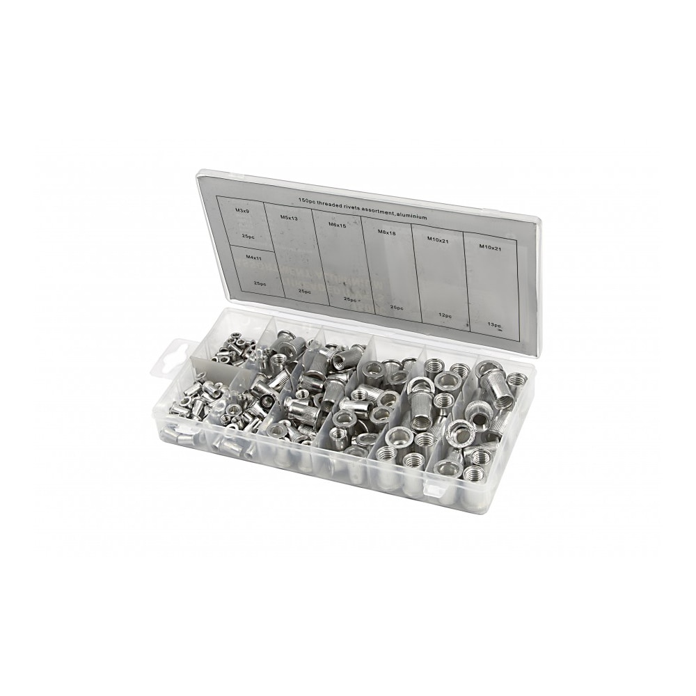 Set piulite nituibile aluminiu 150 buc