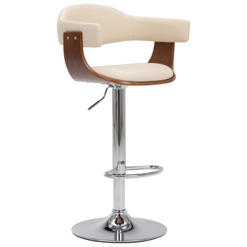 Set de 2 scaune de bar, vidaXL, 53 x 48 x (88-109) cm, Crem, Lemn curbat Set de 2 scaune de bar, vidaXL, 53 x 48 x (88-109) cm, Crem, Lemn curbat