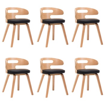 Set de 6 scaune de bucatarie, vidaXL, Negru, Lemn curbat, 48 x 49 x 68cm Set de 6 scaune de bucatarie, vidaXL, Negru, Lemn curbat, 48 x 49 x 68cm