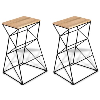 Set de 2 scaune de bar din lemn de mango, vidaXL, Lemn, 50 x 46 x 76cm, Maro Set de 2 scaune de bar din lemn de mango, vidaXL, Lemn, 50 x 46 x 76cm, Maro