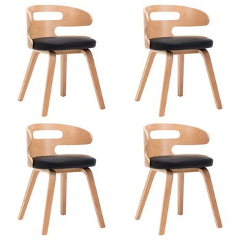 Set de 4 scaune de bucatarie, vidaXL, Negru, Lemn curbat, 48 x 49 x 68cm Set de 4 scaune de bucatarie, vidaXL, Negru, Lemn curbat, 48 x 49 x 68cm