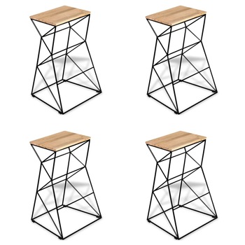 Set de 4 scaune de bar din lemn de mango, vidaXL, Lemn, 50 x 46 x 76cm, Maro Set de 4 scaune de bar din lemn de mango, vidaXL, Lemn, 50 x 46 x 76cm, Maro