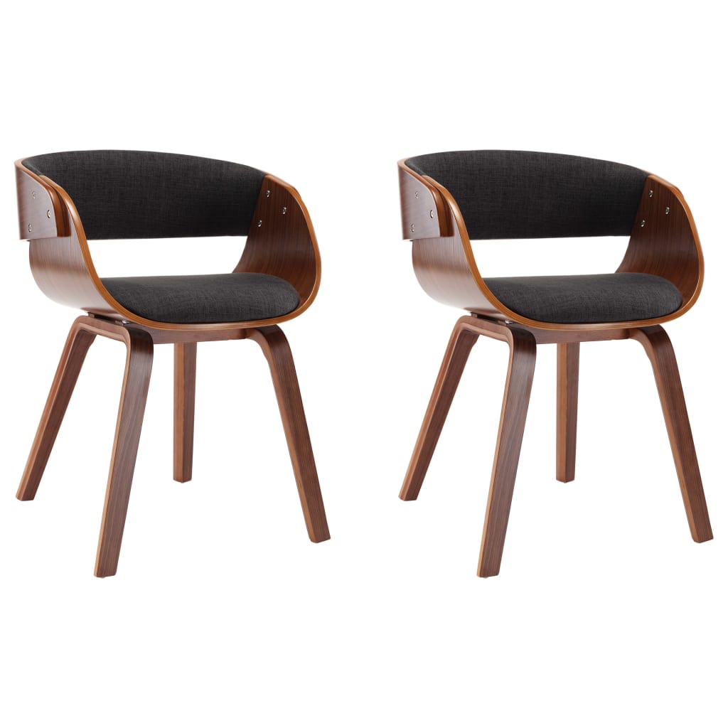Set de 2 scaune de bucatarie, vidaXL, Gri inchis, Lemn curbat, 53 x 52 x70 cm