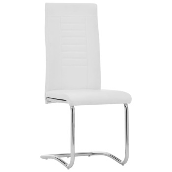Set 4 scaune bucatarie/dining, vidaXL, Piele ecologica, 42 x 52,5 x 100 cm, Alb
