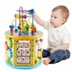 Образователна и интерактивна дървена играчка "Cub Froggy", 8 в 1, множество части за игра, часовник, пъзел, лабиринти и др.
