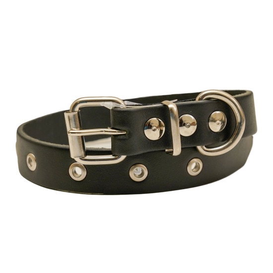 Zgarda pentru caini din piele naturala Manhatan 13, 70 cm, Negru mat