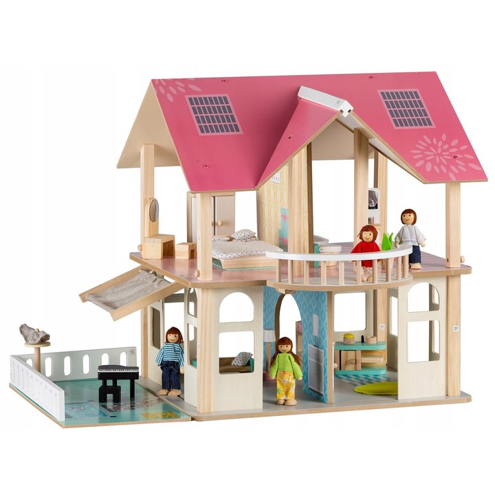 IdealStore Cool Barbie's Residence Fából készült babaház, 72 x 40 x 55 cm, 2 Szintes, 5 Teljesen felszerelt szoba mesebeli környezetben