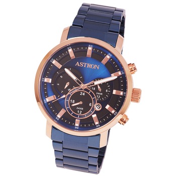 Ceas barbatesc ASTRON, mecanism quartz, carcasa culoare rosegold, bratara albastra, cadran albastru Ceas barbatesc ASTRON, mecanism quartz, carcasa culoare rosegold, bratara albastra, cadran albastru