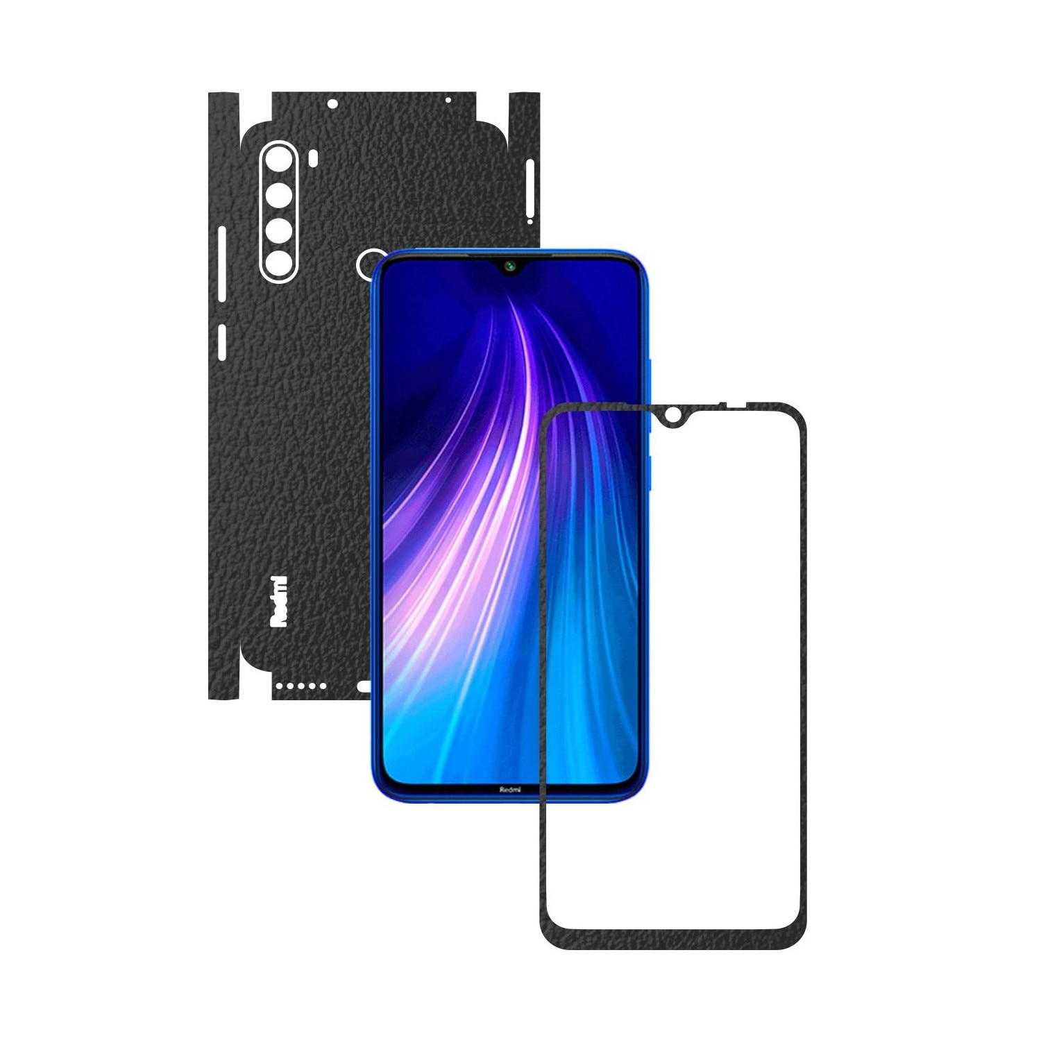 Folie Protectie Carbon Skinz pentru Xiaomi Redmi Note 8 - Piele Neagra 360 Cut, Skin Adeziv Full Body Cover pentru Rama Ecran, Carcasa Spate si Laterale